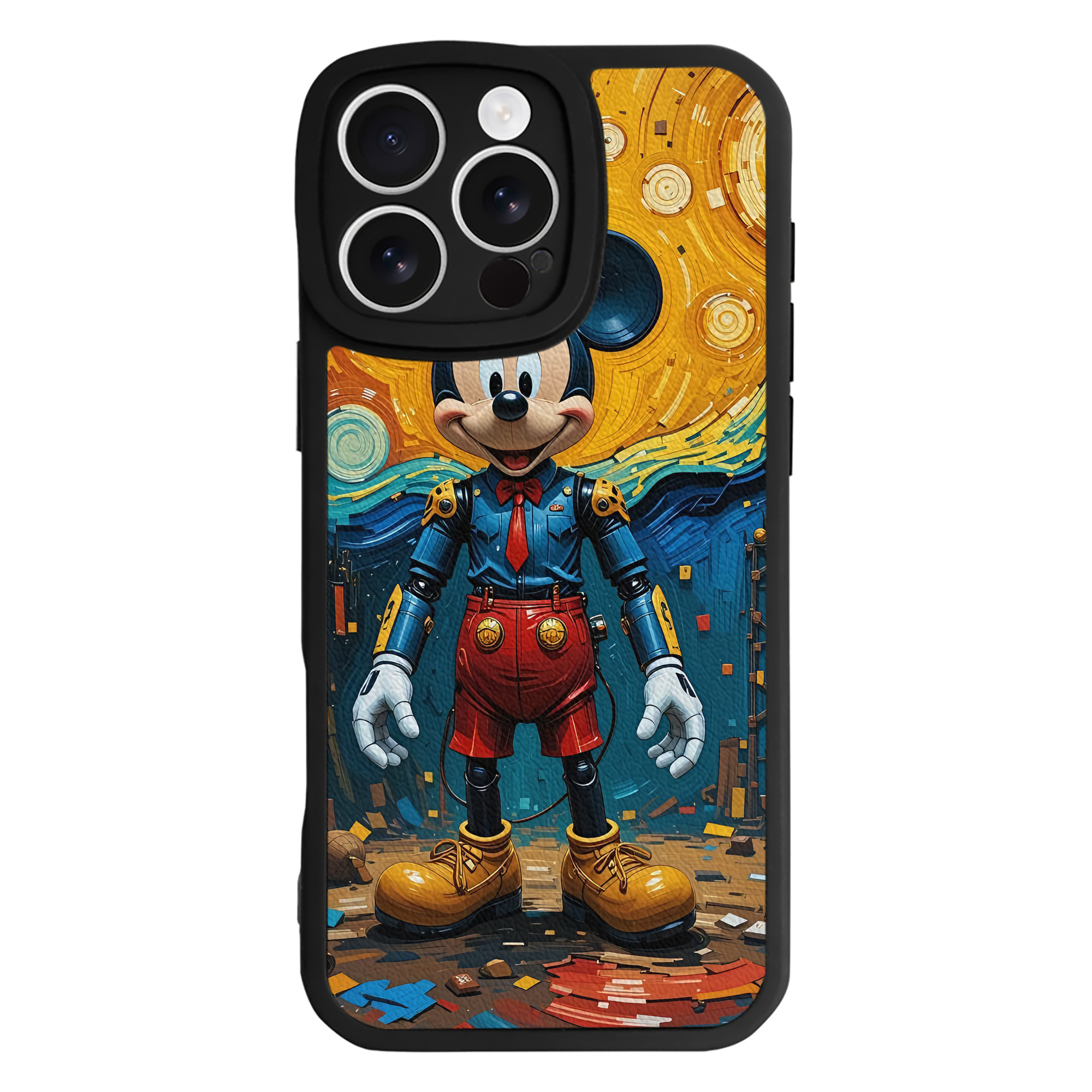 （画像用） ミッキーマウス Mickey Mouse 【iPhone 16シリーズ対応】シリコンスマホケース（レザー調） 材質：シリコン